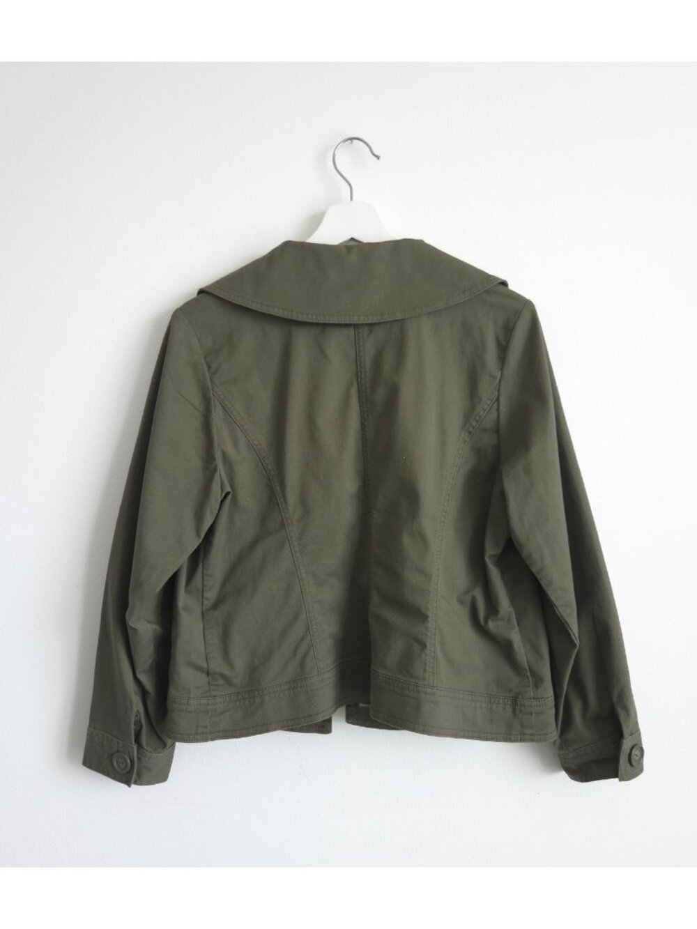 Military Olive Cargo Button Front Spring Jacket - Picture 5 of 6